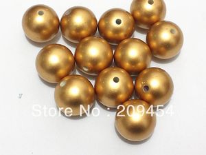 Venta al por mayor de cuentas acrílicas de perlas de imitación redondas gruesas de oro mate de 20mm 100 unids/lote para fabricación de joyas para niños