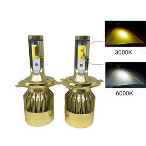 CS Super lumineux Auto Blanc Or Couleur 76W 10000LM H4 H7 H1 H8 H11 Led Phare De Voiture 3000K 6000K Double Couleur Led Phare