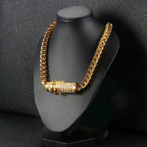 cuban link chains necklaces designer necklace for men Circular buckle with diamond stainless steel non tarnish plated gold chain 6mm wide hip hop rapper jewelry gift