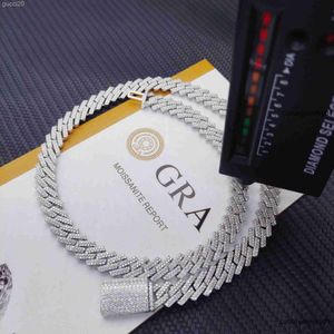 Collar Cabecillo Cubano Pase de diamante de 8-14 mm de ancho MOISSANITE 18K Gold Sterling Silver Link Chain for Men Hip Hop 8rfz