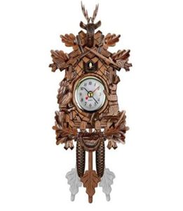 Coucoo Mall Clock Bird Alarm Allow Bois Horloge suspendue Temps pour la maison Restaurant Unicorn Decoration Art Vintage Swing Living Room2579290