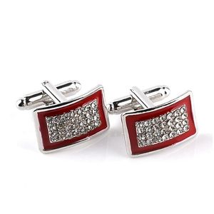 Boutons de manchette émail diamant noir rouge chemise d'affaires boutons de manchette pour femmes hommes robe bijoux de mode volonté et livraison de goutte de sable Dh8Ec