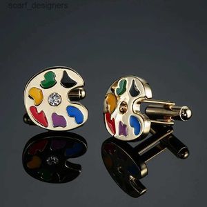 Cuff Links French Shirt Brand Classic Mens Bijoux Unique mariage marié Men de manchettes Gift Gold Artist Palette Cuffinks For Mens Y240411