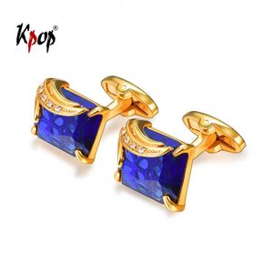 Boutons de manchette Kpop Boutons de manchette en pierre fantaisie autrichienne Accessoires en tissu de mode Forme carrée Bouton de couleur or argent pour hommes C2009 230909