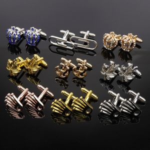 Cuff Links Luxury Brass Crown Maple Leaf Anchor Cufflinks High Quality Shiny s Stainless Jewelry Mens Wedding Bar Daily Accessory 231201