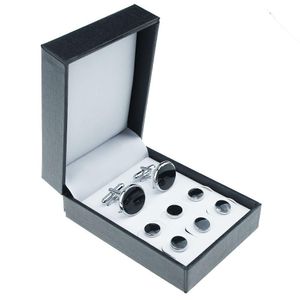 Boutons de manchette Boutons de manchette et goujons pour hommes Ensemble fermoir à cravate 8pcs dans une boîte-cadeau Chemises Match classique pour costume formel d'affaires Imitation Rhodium Gol Dh6Ji