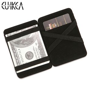 CUIKCA Magic Wallet Thread Unisex Wallet Purse Magic Money Clip Elastic Band Slim Leather Wallet Business ID Credit Card Case