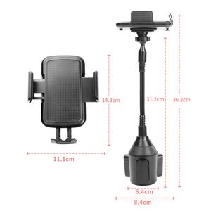 Portavasos Soporte universal para teléfono celular Soporte para automóvil 2 en 1 Soporte de cuello de cisne ajustable con caja para teléfono inteligente Apple iPhone 15 Pro Plus Samsung