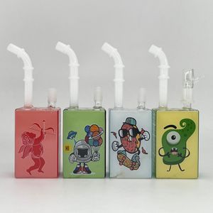 Cupd's Arrow Glass Bong Juice Box Rig 8 pouces Colorful Oil Rigs Square Beaker Heary Glass Bongs pour fumer