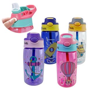 Cups Dishes Utensils 480ML Kids Water Sippy Cup Creative Cartoon Baby Feeding Cup with Straws Leakproof Water Bottle Outdoor Portable Children's Cups 230608