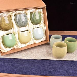 Cups Saucers 1pcs/3pcs Japanese Style Ceramic Tea Cup Porcelain Pottery Drinkware Wine Coffee Mug Celadon Teacup Wholesale