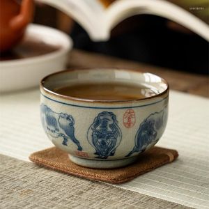 Tazas, platillos, cerámica antigua, apertura, taza de toro chino, hermoso juego de té Jingdezheng, tazas para ceremonia
