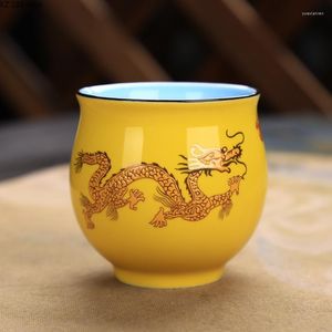 Tasses soucoupes en céramique créative chinoise traditionnelle motif Dragon Royal Double paroi tasse à thé porcelaine thé rétro bol tasse