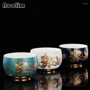 Tazas de tazas Cerámica de color oro seda de seda taza de té de té grande taza de agua grande tazas de té de té chinses téware de té 180ml