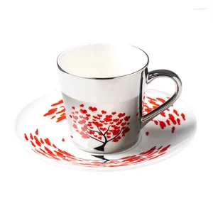 Tazas, platillos, taza de café Ins de Corea con platillo, regalos creativos, vajilla de porcelana al por mayor, oficina personalizada