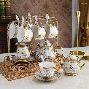 Tazas y platillos de porcelana de hueso Noble nórdico, taza de café, platillo, juego de azucarero, Taza de cerámica de lujo, cuchara de té de alta calidad
