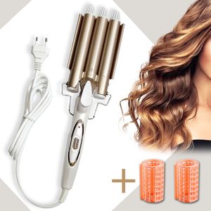 Ironos de rizado Ironos Profesional Herramientas para el cuidado del cabello Cerámico Cerámico Triple Peiler Curlador de cabello ELECTRIC