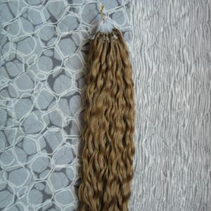 Bouclés 100G 100 brins Remy cheveux bouclés boucle Micro anneau Extensions de cheveux humains Salon européen lien perle vraie pointe cheveux