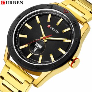 CURREN 2019 montres pour hommes Style décontracté horloge Date montre-bracelet à Quartz avec acier inoxydable Design classique cadran rond 44 mm