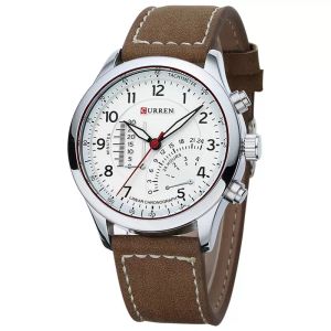 Marca CURREN, reloj de lujo para hombre, correa de cuero, reloj de pulsera de cuarzo deportivo resistente al agua para hombre, relojes para hombre, reloj para hombre, regalos