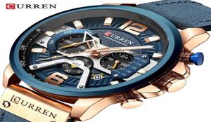 Curren Casual Sport Watches for Men Blue Top Brand Luxury Leather Watch Watch Reloj Fashion Chronograph Wallwatch 2201243654917