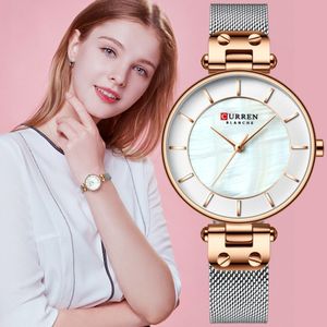 Curren Creative Simple Quartz Watch Dress's Dress en mesh en acier regarde New Clock Ladies Bracelet Watch Regios Feminino249t