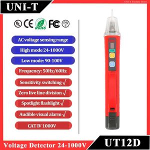 Compteurs de courant UNI-T UT12D détecteur de tension 24 1000V testeur de tension ca sans Contact prise de stylo zéro ligne de feu crayon de Test électrique sans contact 240320