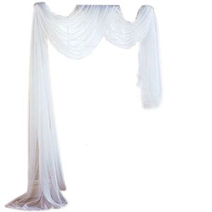 Rideau 197x59 pouces blanc transparent auvent élégant Voile fenêtre écharpe cantonnière en plein air cérémonie mariage arc décoration 230909