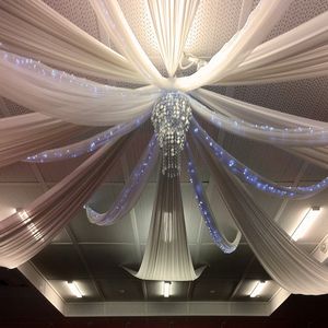 Rideau 1 pièces blanc en mousseline de soie rideaux de plafond Table Swag pour mariages événements et décoration de fête toit draperie auvent 230412