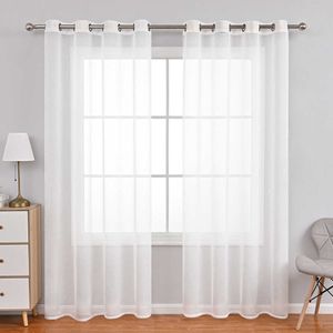 Cortina 310, cortinas de tul alto, lino sintético, cortinas modernas para dormitorio, tamaño personalizado, se aceptan cortinas de gasa con filtrado de luz