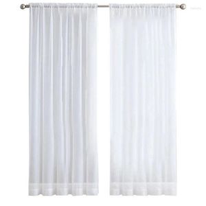 Cortina de 4 paneles, cortinas transparentes blancas de 84 pulgadas de largo con bolsillo para barra, tratamiento de ventana, cortinas de gasa para dormitorio y sala de estar