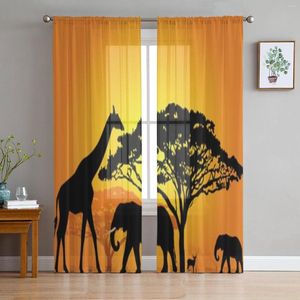 Rideau animaux africains dans la savane voilages pour salon chambre cuisine Tulle panneaux décoratifs pour la maison