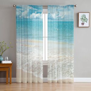 Rideau Plage Ciel Mer Océan Sheer Rideaux pour Salon Décoration Tulle Voile Organza Fenêtre Rideaux pour Cuisine Chambre 230626