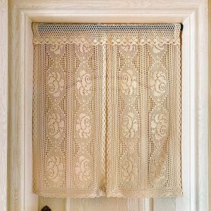 Rideau rideau 1pc Coton Crochet Porte à la maison Decorative suspendue motif de rose pour le salon Visitez 231101