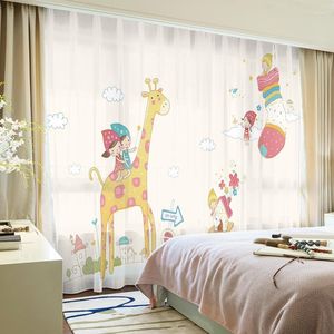 Rideau personnalisé en mousseline de soie fenêtre drapé tentures pour pépinière enfants enfants salon girafe chaussette filles kaki gris marron rose bleu