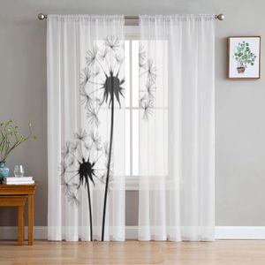 Curtain Dandelion transparent rideaux pour le salon de la mode moderne Valance Kitchen Tulle 231227