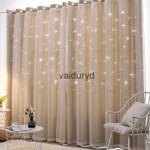 Rideau Double couche occultant creux étoiles étoilées rideaux dans le salon dentelle ombre rideau Tulle tissu pour la maison salon Decorvaiduryd