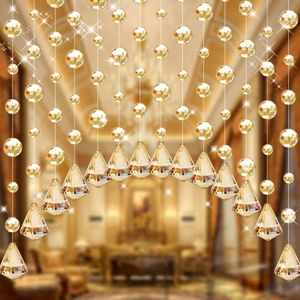 Rideaux rideaux 1 pièces panneau de perles de cristal de verre suspendus chaîne créative pour salon chambre fenêtre porte ornements 2414