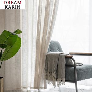 Cortinas de tul de lino para sala de estar, dormitorio, cortinas transparentes de gasa japonesa, tratamiento de persianas para ventana, costumbres de cocina