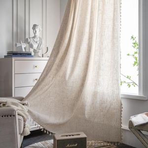 Cortinas cortinas modernas ropa para sala de estar dormitorio color puro color algodón telas de tul hilado de la gasa personalizada semi-sombreado ramie hilado