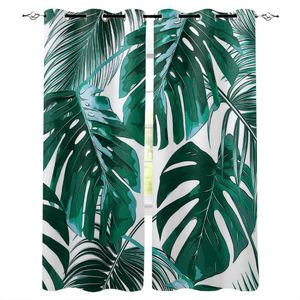 Cortinas cortinas hojas de palma verde tropical plantas cortinas para ventana ventana dormitorio dormitorio tratamiento