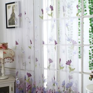 Cortinas de alma lenta, cortinas de flores de peonía púrpura, cortinas transparentes para sala de estar, tul, Pastoral, Floral, amarillo, dormitorio, ventana, cocina