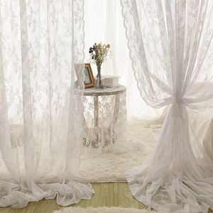 Rideau Français Blanc Dentelle Voile Fenêtre Traitements pour Salon Chambre Porte Rideaux Floral Tulle Rideaux Balcon Écran 230619