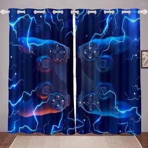 Cortinas de juegos para ventana, Cortinas para dormitorio, sala de estar, decoración de juegos moderna verde, Video Gamepad para niños y niñas