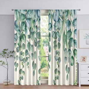Cortina decoración del hogar cortinas de salón tratamientos de ventana diseño de hojas verde para cocina dormitorio