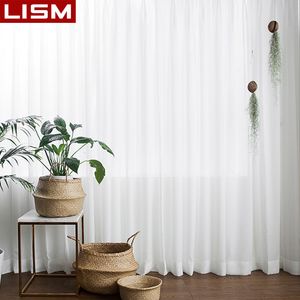 Rideau LISM 30% Ombrage Solide Blanc Voilage Rideaux pour Salon Décoration Fenêtre Cuisine Moderne Tulle Voile Organza 230510