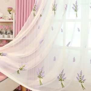 Cortina Cortinas modernas para sala de estar, comedor, dormitorio, cortina bordada de lavanda púrpura, rosa dulce Simple, personalización del producto terminado