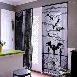 Rideau OurWarm Halloween Rideaux Noir Chauves-Souris Dentelle Fenêtre Spooky Porte Panneaux Pour Décorations 40 X 84 Pouces