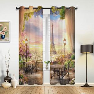 Rideau Paris Terrace Flower Dream Window dans la cuisine rideaux pour le salon chambre ￠ coucher d￩cor de luxe