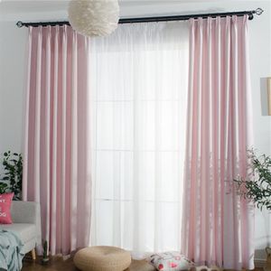 Cortina de lino rosa, cortinas opacas para sala de estar, dormitorio, tratamiento de Panel de ventana con aislamiento térmico gris